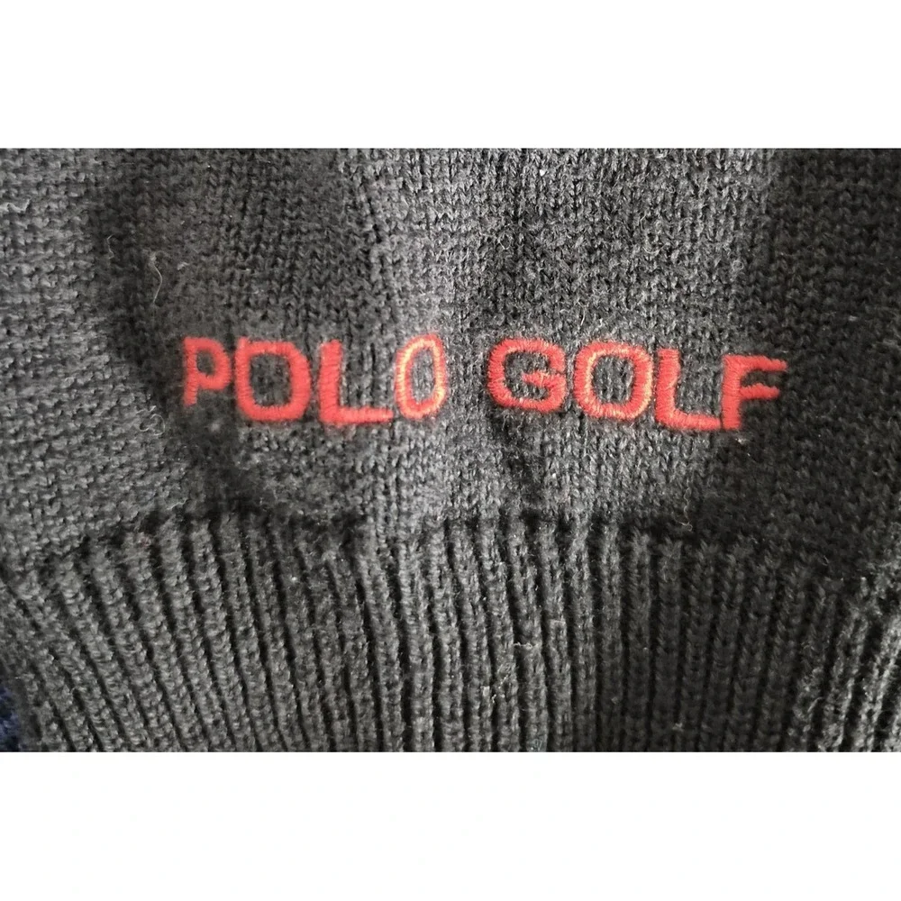 Polo‎ Golf Ralph Lauren Sweater Mens XL Blue Plaid Cotton V Neck Knit Pullover